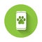 White Veterinary clinic symbol icon isolated with long shadow. Cross hospital sign. A stylized paw print dog or cat. Pet