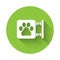 White Veterinary clinic symbol icon isolated with long shadow. Cross hospital sign. A stylized paw print dog or cat. Pet
