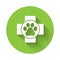 White Veterinary clinic symbol icon isolated with long shadow. Cross hospital sign. A stylized paw print dog or cat. Pet