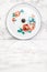 White Vintage Enamel Saucepan Cover with Flower Design with Flo