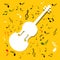 White Violins with Notes on Yellow Background