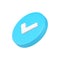 White volumetric check mark in blue circle 3d icon