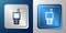 White Walkie talkie icon isolated on blue and grey background. Portable radio transmitter icon. Radio transceiver sign