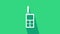 White Walkie talkie icon isolated on green background. Portable radio transmitter icon. Radio transceiver sign. 4K Video