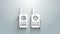 White Walkie talkie icon isolated on grey background. Portable radio transmitter icon. Radio transceiver sign. 4K Video