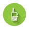 White Walkie talkie icon isolated with long shadow. Portable radio transmitter icon. Radio transceiver sign. Green