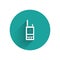 White Walkie talkie icon isolated with long shadow. Portable radio transmitter icon. Radio transceiver sign. Green