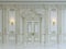 White wall panels in classical style with gilding. 3d rendering