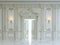 White wall panels in classical style with gilding. 3d rendering