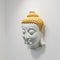 A white wall sculpture of a face with Gautama buddha head as mural for home decor etc. Ai generated