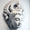 A white wall sculpture of a face with Gautama buddha head as mural for home decor etc. Ai generated