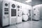 white-walled laboratory, with futuristic equipment and technology for developing medical breakthroughs