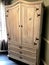 White-washed solid wood pine cabinet