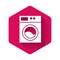 White Washer icon isolated with long shadow. Washing machine icon. Clothes washer - laundry machine. Home appliance