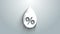 White Water drop percentage icon isolated on grey background. Humidity analysis. 4K Video motion graphic animation