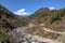 White water rapids in Bhagirathi river originates from Gangotri in Indian Himalayas at Devprayag, Uttrakhand, India