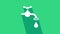 White Water tap with a falling water drop icon isolated on green background. 4K Video motion graphic animation
