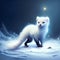 White weasel in a snowy forest. 3d rendering, 3d illustration. AI generated