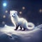 White weasel in winter forest. 3d rendering, 3d illustration. Generative AI