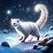 White weasel in winter forest. 3d rendering, 3d illustration. Generative AI