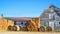 White Weathered Barn with Haybales