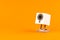 white webcam on orange background, object, Internet, technology