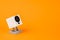 white webcam on orange background, object, Internet, technology