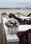 White wedding decor cafe on the seashore