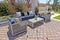 White Wicker Patio Furniture On Pavers