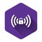 White Wifi locked sign icon isolated with long shadow. Password Wi-fi symbol. Wireless Network icon. Wifi zone. Purple