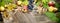 White wine and autumnal fruit - harvest on table