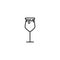 white wine glass icon with overfilled with water on white background. simple, line, silhouette and clean style