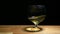 White wine glass wooden table dark background nobody hd footage