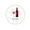 White wine and grape line icon, Wine menu logo. Winemaking, tasting. Glass and bottle of white wine, bunch of grapes