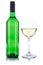 White wine green bottle glass alcohol isolated on white