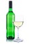 White wine green bottle glass isolated on white