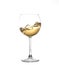 WHITE wine swirling in a goblet wine glass, isolated