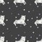 White wolves and hearts. Seamless vector pattern.