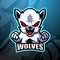 White wolves mascot esport logo design