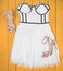 White woman bouquet dress with a shoes