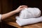 White woman hotel hygiene female towel care clean