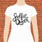 White Woman Shirt with Selfie Queen Texts Print