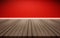 White wood floor panels with red wall. texture background