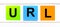 On a white wooden background there are three colorful bright stickers with text URL Uniform Resource Locator.