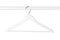 White wooden cloth hanger with metal hook on wardrobe rail