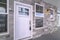 White wooden front door with sash windows