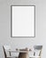 White and wooden minimalistic dining room, poster