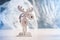 White wooden moose on a light background. Christmas decorations