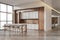 White and wooden office kitchen corner