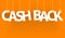 White words CASH BACK - word hanging on the ropes on orange background.  3d vector illustration